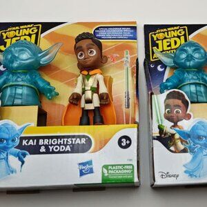 2 x Star Wars Young Jedi Adventures Kai & Yoda Hasbro Disney action figures toys